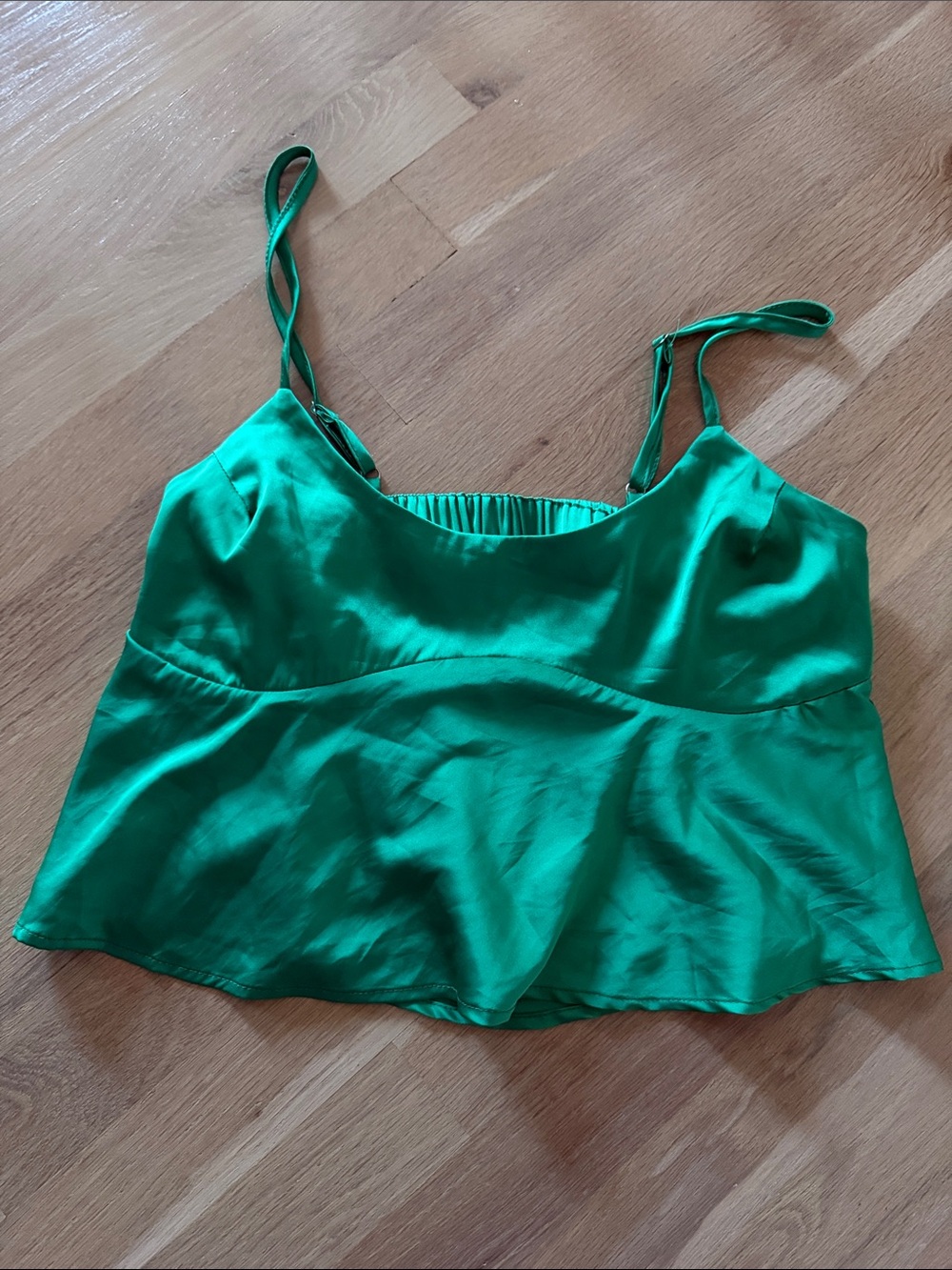 Le Lis Emerald Green Satin Crop Cami